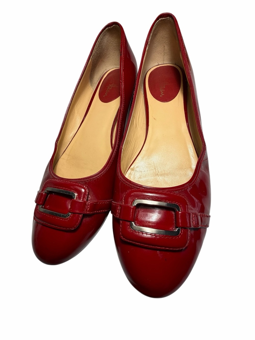 Cole Haan Red Patent Leather Slip-On Flats Buckle Detail - 9.5 - Picture 2 of 9